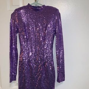 Purple Sequin Mini Dress
